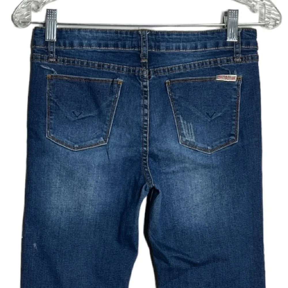 Hudson Jeans Girl Size 14 Blue Distressed Slim Fit Denim Pants Stretch Whiskered